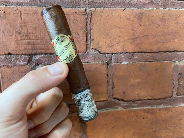 brick house robusto brick factory wall lit first third smoked
