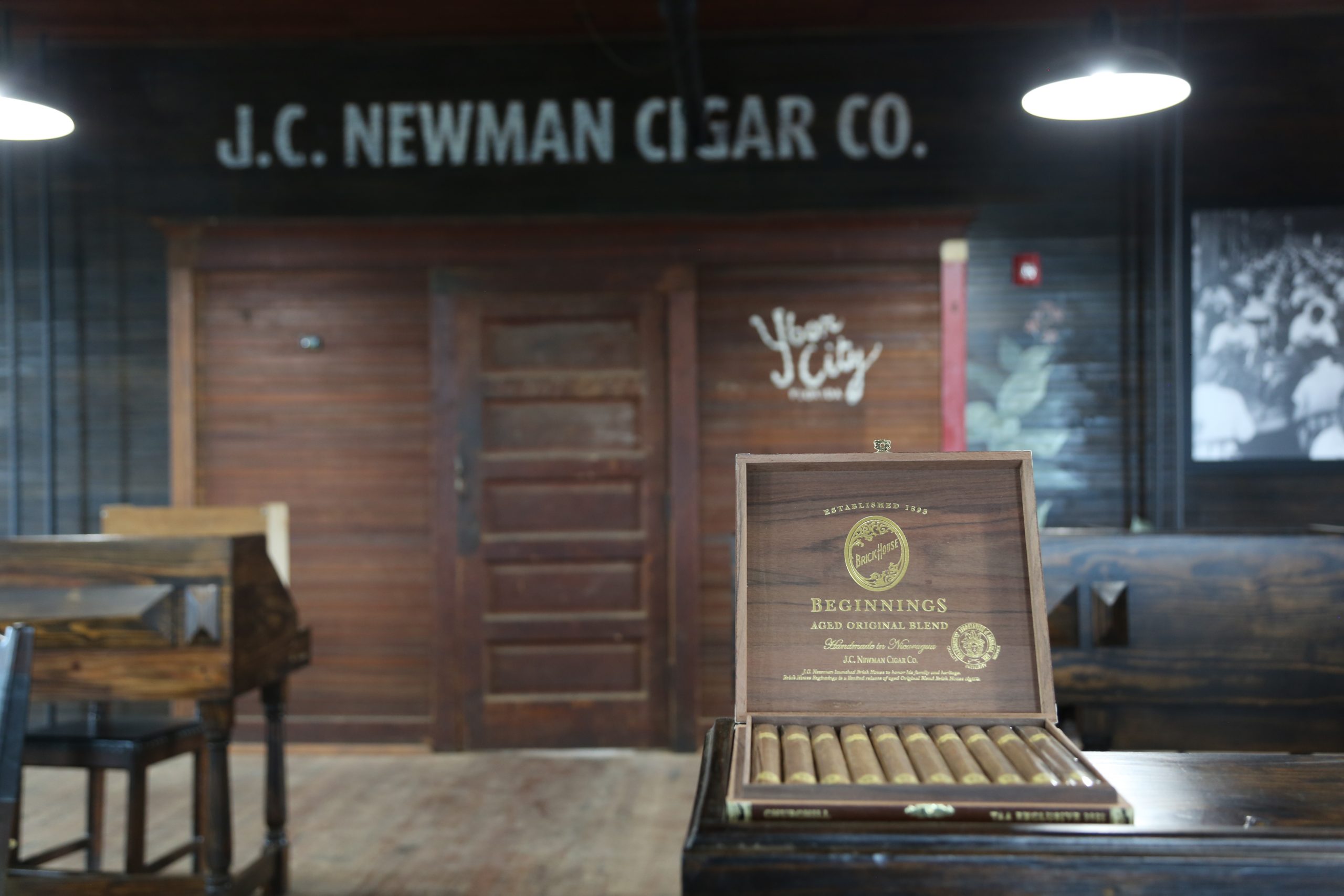bhb3 jc newman cigar co handrolling floor with brick house beginnings cigars. full box of 10 cigars