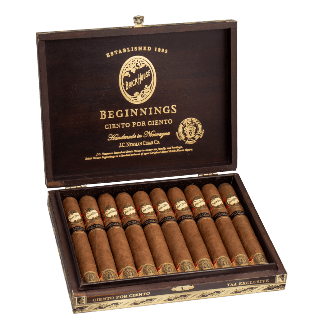 open box of 10 brick house beginnings ciento por ciento cigars
